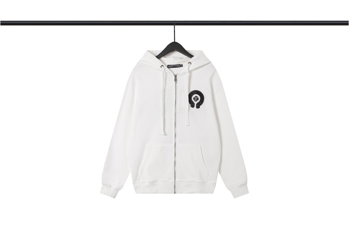 [buy more save more]Patchwork Leather Cross Embroidered Zipper Hooded Sweatshirt 2 colors