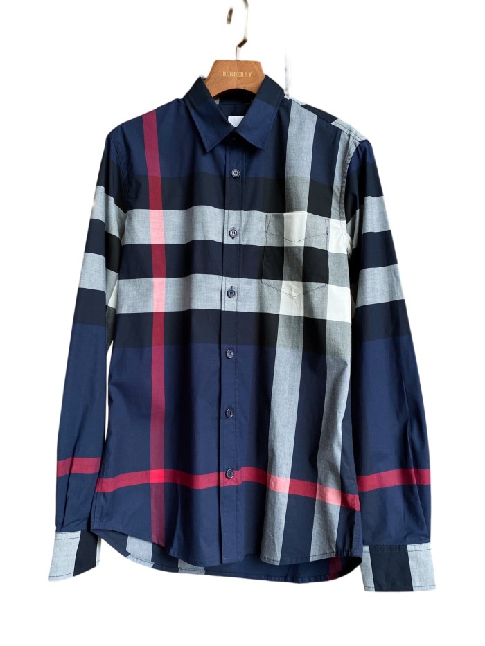 1:1 quality version Plaid Stretch Cotton Poplin Long Sleeve Shirt 8 colors 28875206