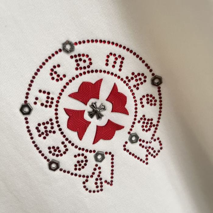 1:1 quality version Red Sanskrit Horseshoe Cross Logo Printed  Vintage Tee 4 colors 29082421