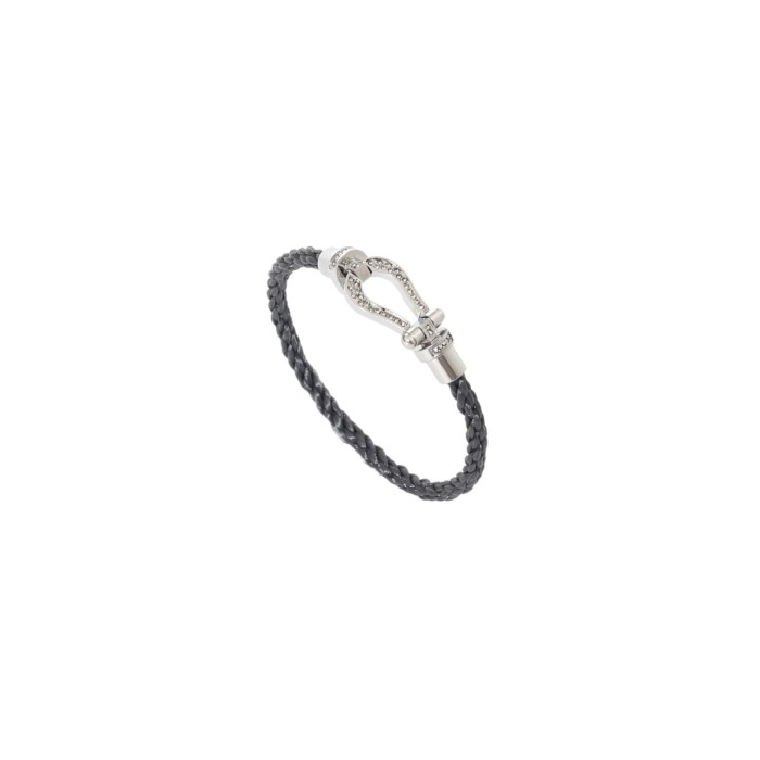 28197138 Full Diamonds Silver Buckle Braided Bracelet 2 colors【1 bracelet per box】