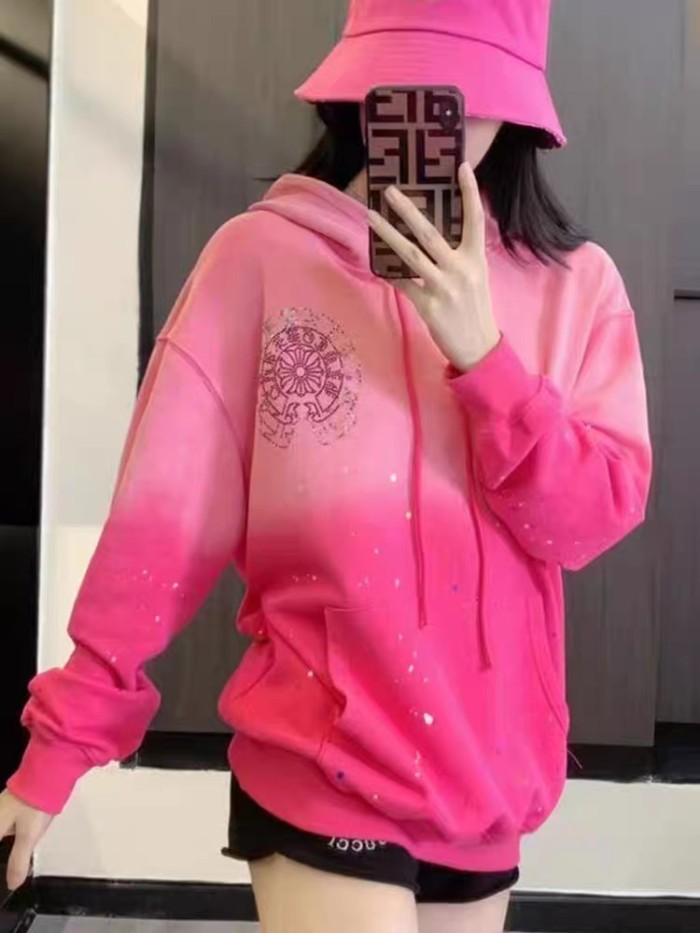 Splash Ink Gradient Rhinestone Horseshoe Hoodie 3 colors