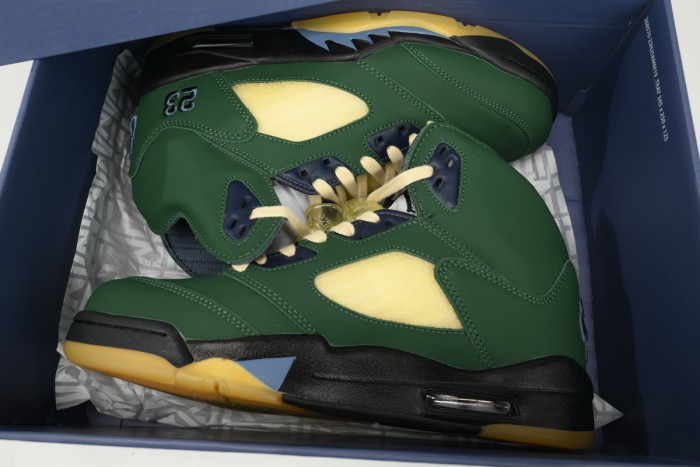 [plus-size shoes] Jordan 5   Michigan State  Green Leather Basketball Shoes 29035478