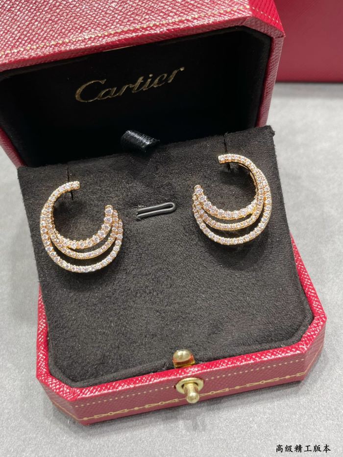 1:1 quality version Three-circle full-diamond earrings