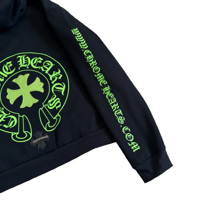1:1 quality version Fluorescent Green Sanskrit Horseshoe Print Hoodie 28782545