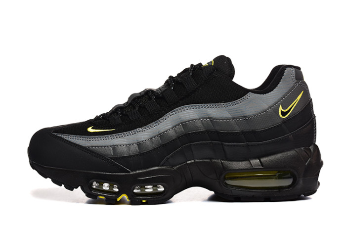 [plus-size shoes]Air Max 95 Black Grey Yellow Sneakers Air Cushion Running Shoes 29044763