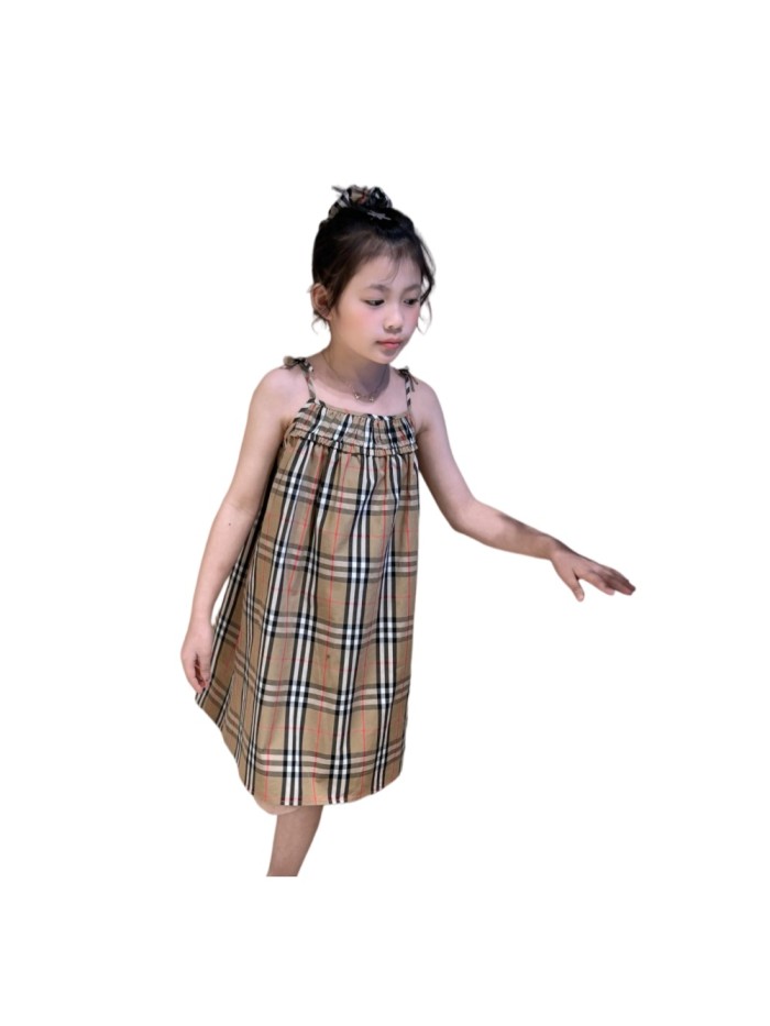Classic Plaid Sleeveless Strap Dress for Kids 29006816