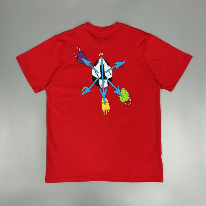 1:1 quality version Matty Boy Arrow & Face Print Red Cotton Pocket T-Shirt 29093609