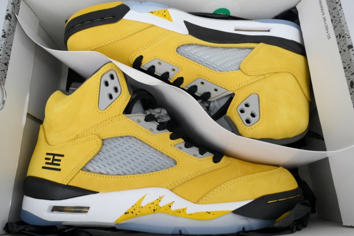 [plus-size shoes] 1:1 quality version Jordan 5  Tokyo 23  Yellow Suede Basketball Shoes 29035189