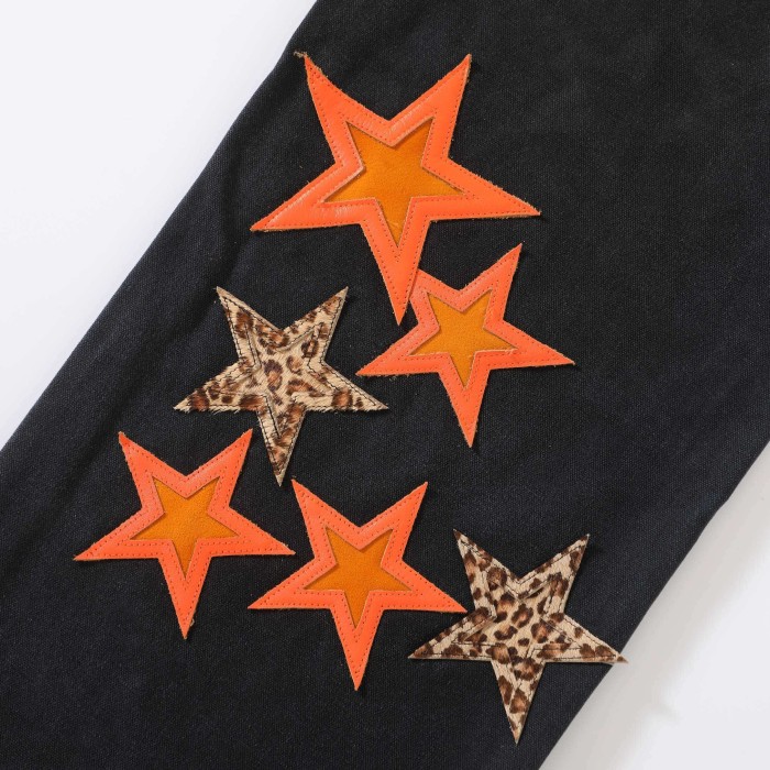 1:1 quality version Orange-Lined Leopard-Print Five-Pointed Star Jeans 28791707