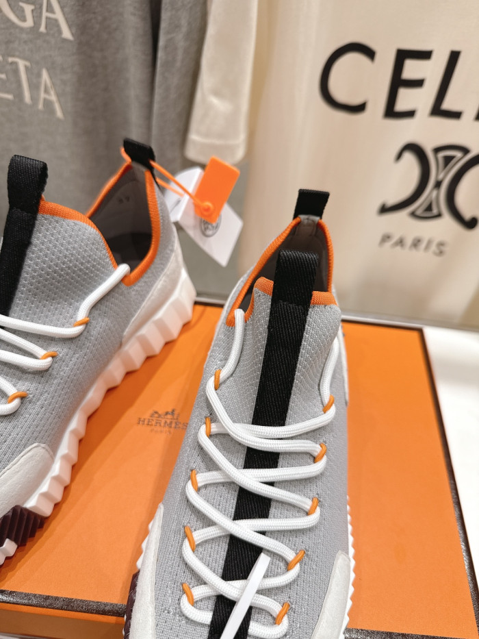 [plus-size shoes]Bouncing Couple Style Nubuck Leather Knit Breathable Casual Sneakers 6 colors 29085406