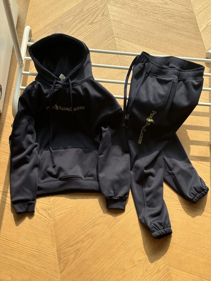 Gold Embroidered Letter Logo Hoodie & Pants Set