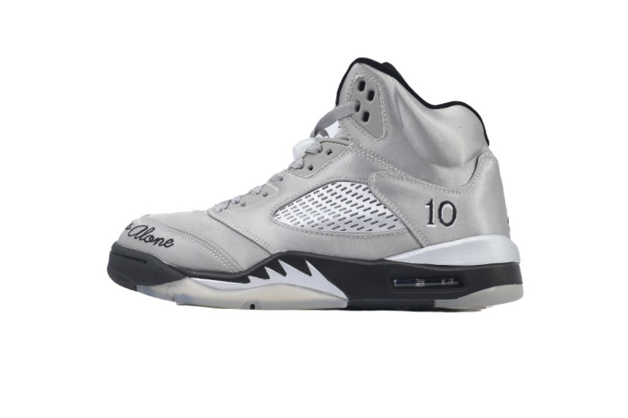 [plus-size shoes] Jordan 5   Family Flies Alone  Grey Satin Basketball Shoes 29035432