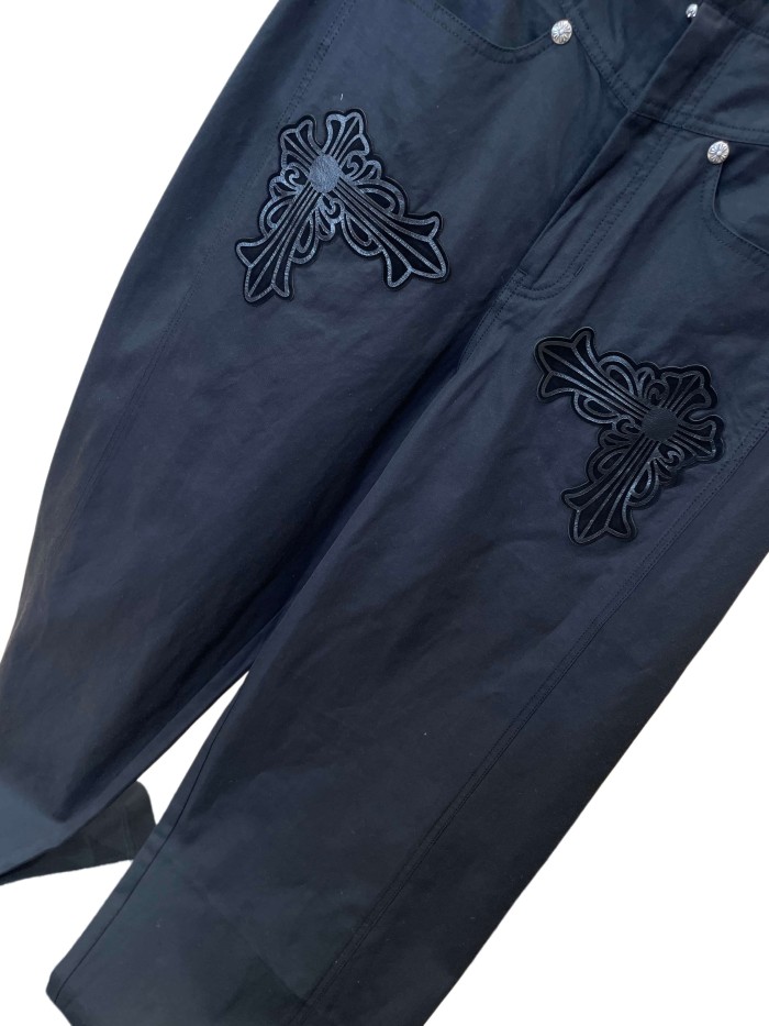 1:1 quality version Sterling Silver Cross Patch Wide-Leg Cargo Pants 28937967