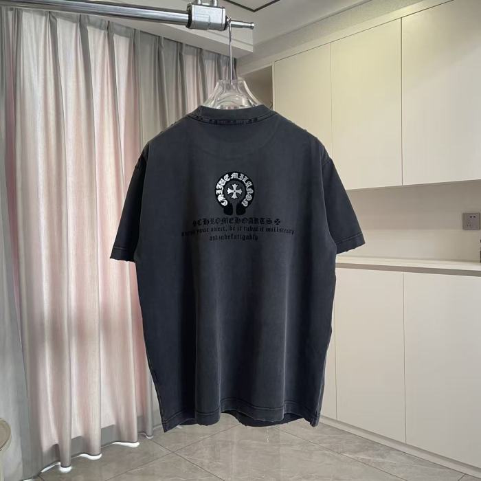 1:1 quality version Black and White Sanskrit Horseshoe Cross Logo Printed  Vintage Tee 4 colors 29082404