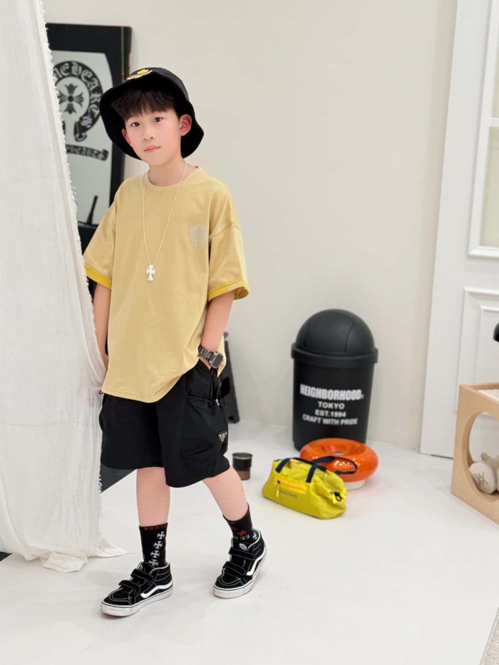 Cross Horseshoe Print Color Block Casual T-Shirt 3 colors for Kids 29008975