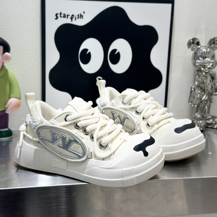 Open Smile Canvas Thick Bottom Board Shoes 3 colors