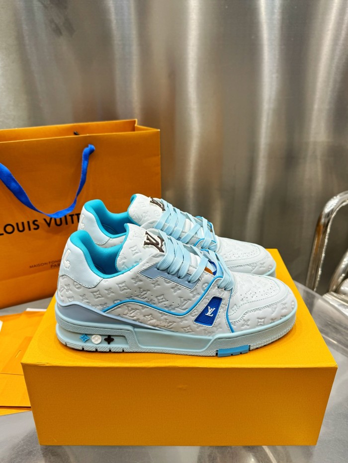 1:1 quality version Floral Logo Print Leather Sneakers 2 colors