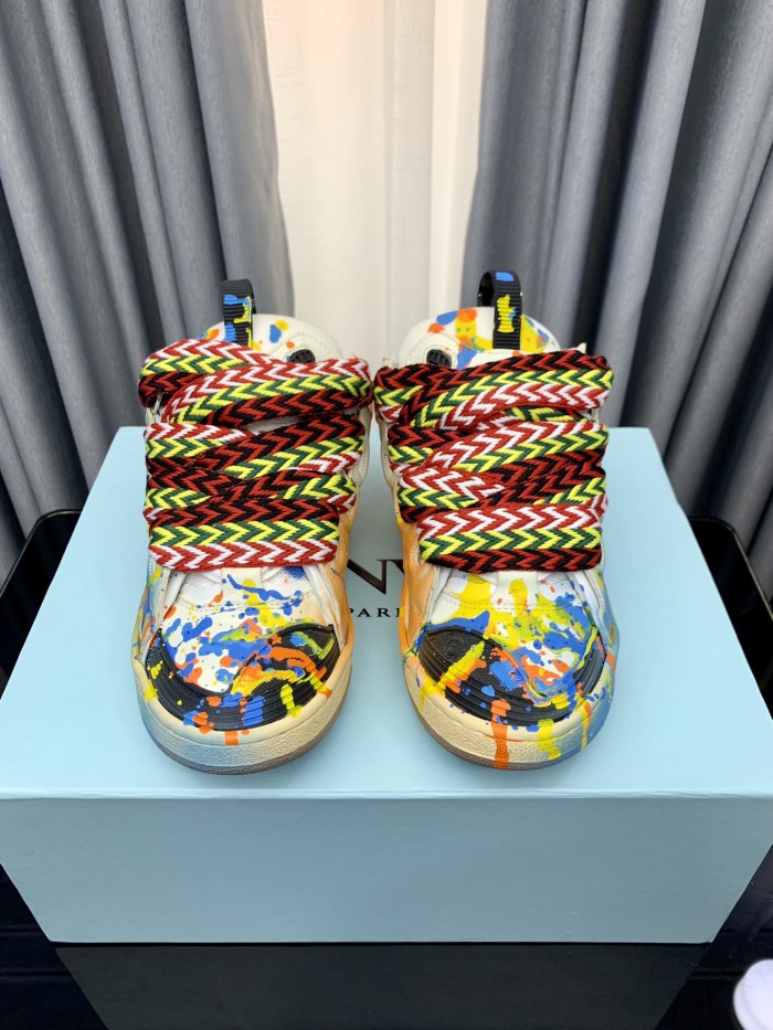 1:1 quality version Colorful Colorblocking Cowhide Bread Shoes 35 colors