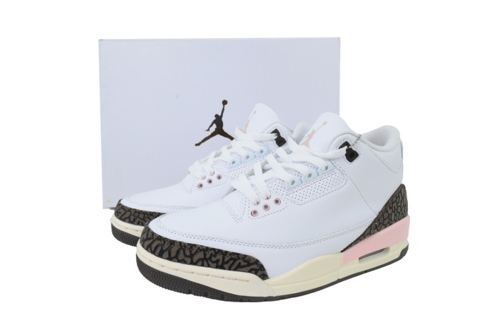 [plus-size shoes]Jordan 3 Mid-Top Women's White Brown Pink Retro Basketball Shoes 29033448