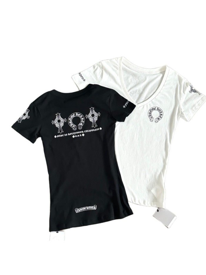 1:1 quality version Three Elements Print V-Neck Tee for girls 2 colors 29033515