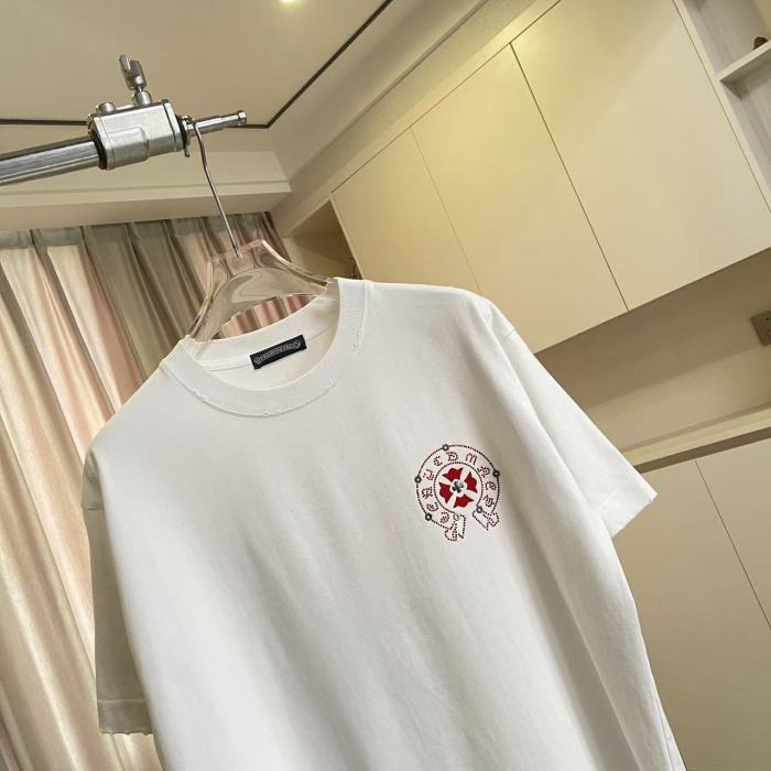1:1 quality version Red Sanskrit Horseshoe Cross Logo Printed  Vintage Tee 4 colors 29082421