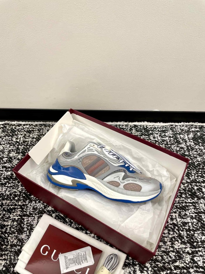1:1 quality version Gucci Green Grey Mesh Low Top Dad Sneakers Casual Lace-Up Shoes 2 colors 28974572