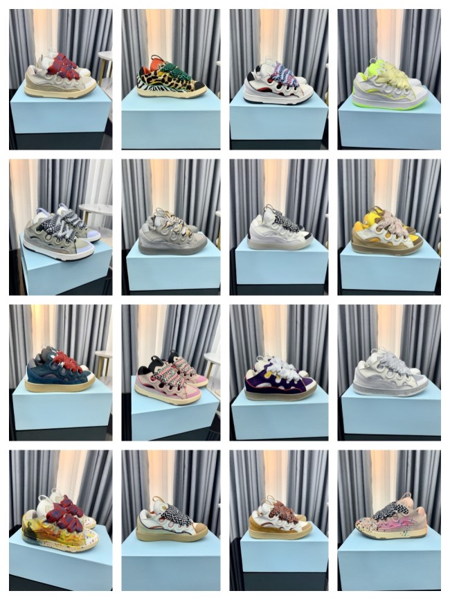 1:1 quality version Colorful Colorblocking Cowhide Bread Shoes 35 colors