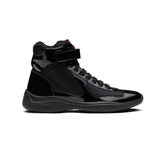 PR@DA@ AMERICA S CUP HIGH-TOP SNEAKERS IN BLACK   PRD021