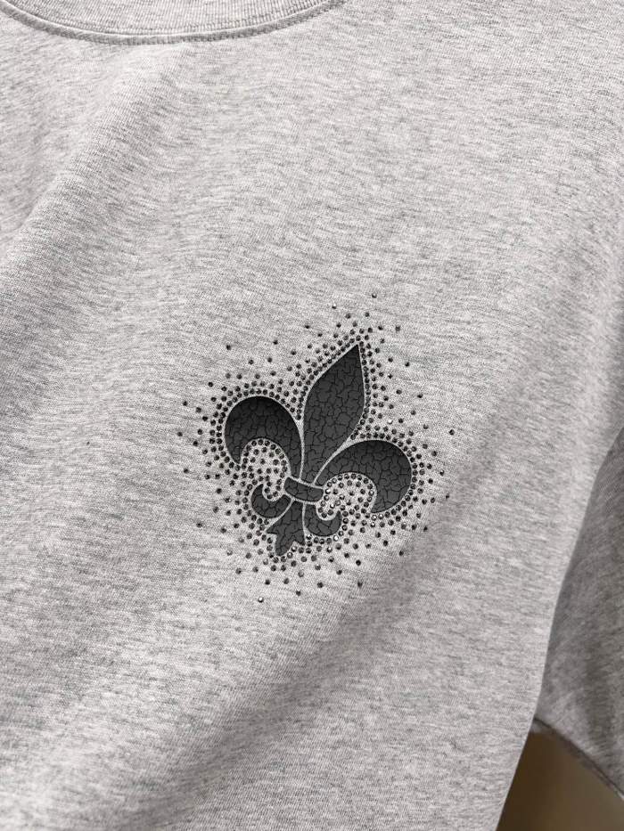 1:1 quality version Sanskrit Horseshoe & Fleur-de-lis Rhinestone Printed  Vintage Tee 3 colors 29082450