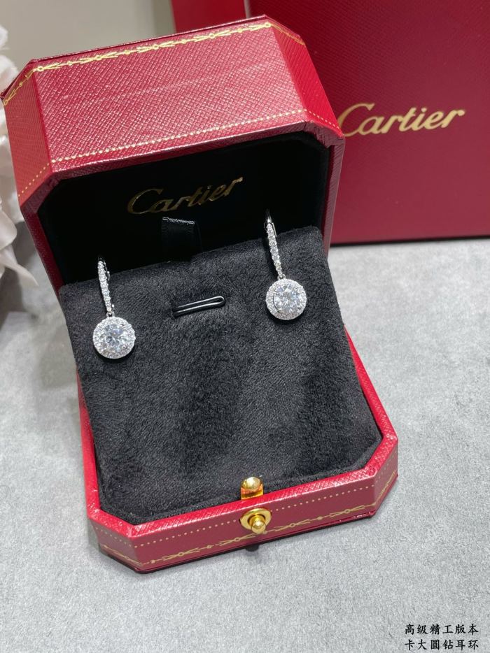 1:1 quality version Large round diamond hollow-out art font earrings