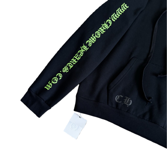 1:1 quality version Fluorescent Green Sanskrit Horseshoe Print Hoodie 28782545