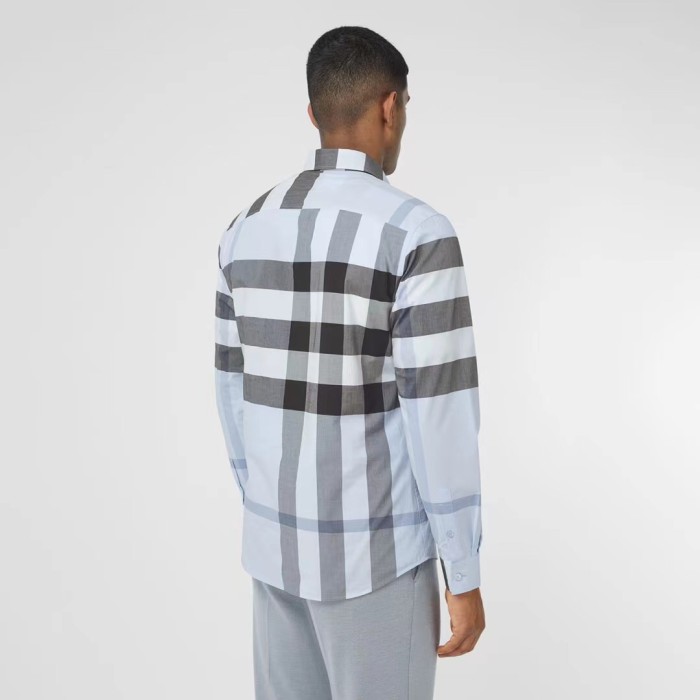 1:1 quality version Plaid Stretch Cotton Poplin Long Sleeve Shirt 8 colors 28875206