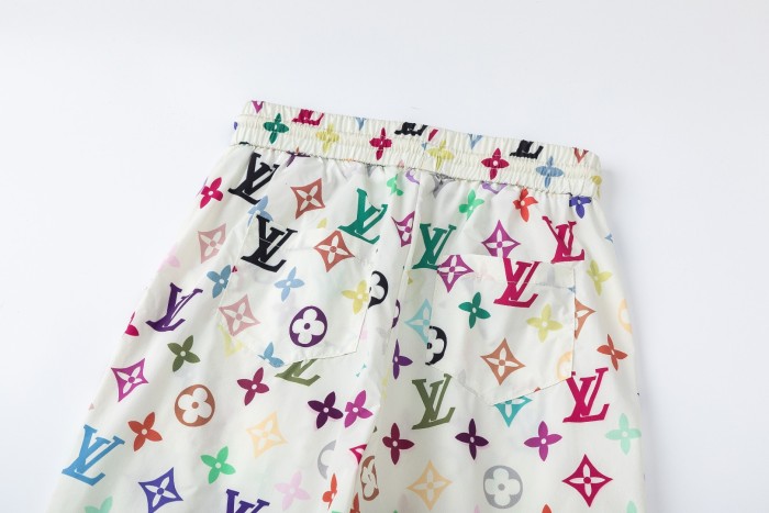 Multicolor Monogram Drawstring Waist Wide-Leg Pants for Kids 29008613
