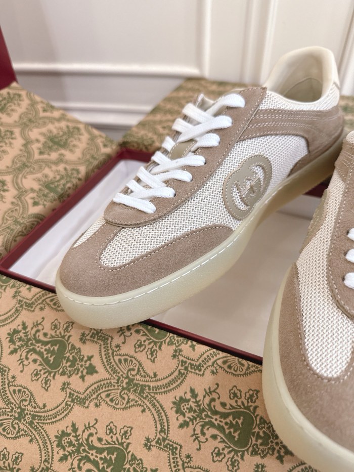1:1 quality version Beige Mesh Suede Low Top Vintage Shoes 28974092