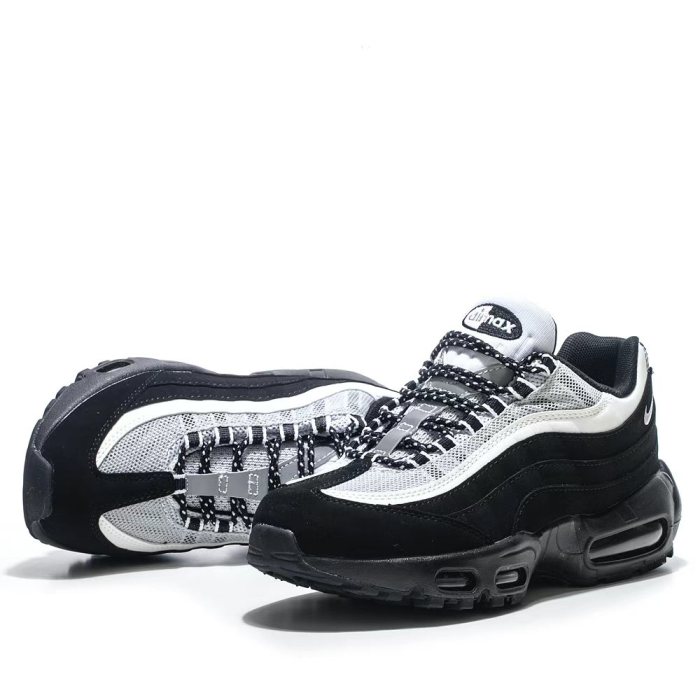 [plus-size shoes]Air Max 95 Black White Breathable Air Cushion Running Shoes 29045669