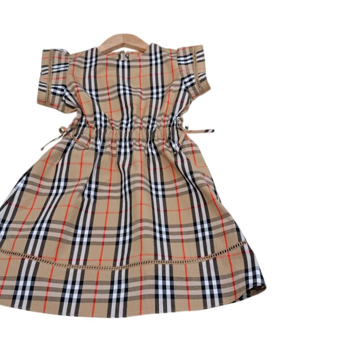 Vintage Check Drawstring Waist Cotton Dress for Kids 29010796