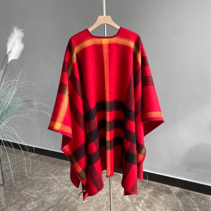 1:1 quality version Large plaid Reversible cashmere shawl cape 4 colors for girls