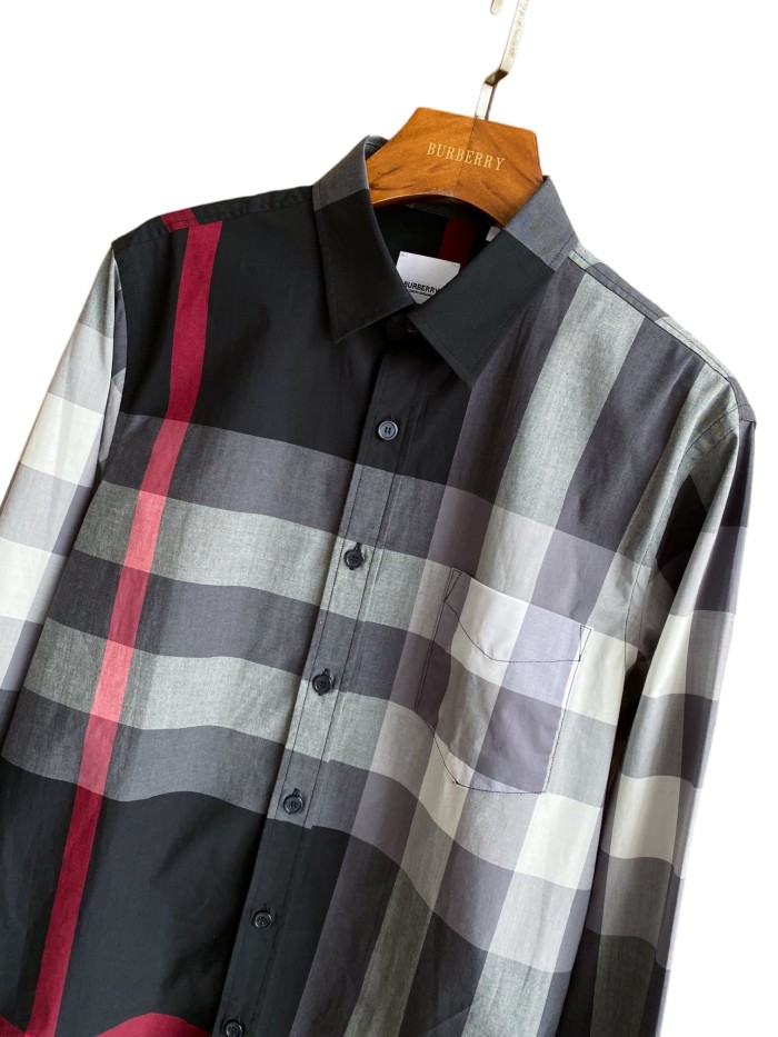1:1 quality version Plaid Stretch Cotton Poplin Long Sleeve Shirt 8 colors 28875206