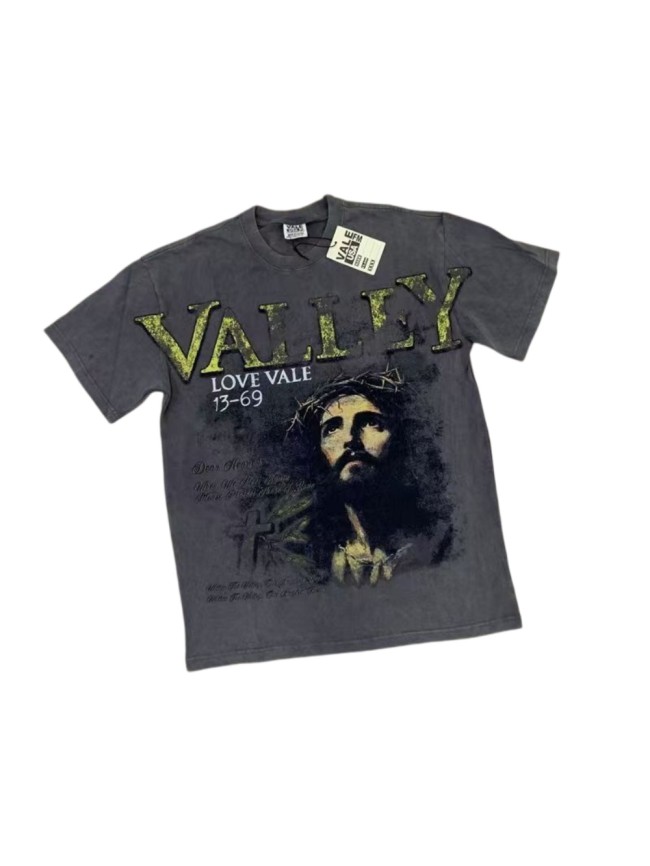 Portrait Printed Retro Vintage Washed T-Shirt 29027134