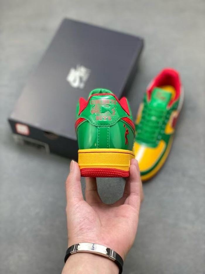 Lil Yachty x N Air Force 1 red, green and gold low-top shoes 28469186