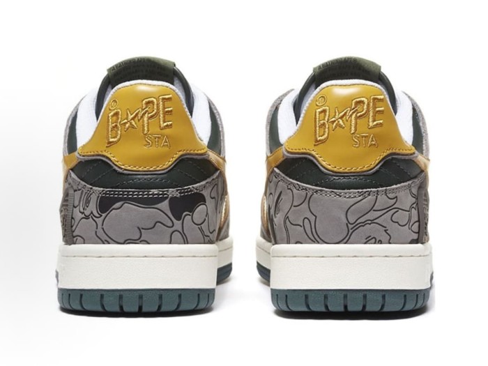 Sk8 Sta Low 1st Camo Retro Skateboarding Shoes Gray Green Leather Sneakers 28977804