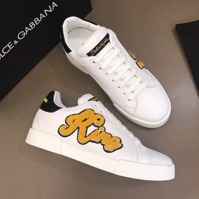 DOLCE    G@BB@N@ PORTOFINO SNEAKERS WITH KING 1984 PATCHES   DG26