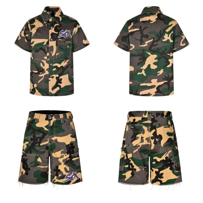 1:1 quality version 28286938 camouflage tee shirt & shorts set 2 colors