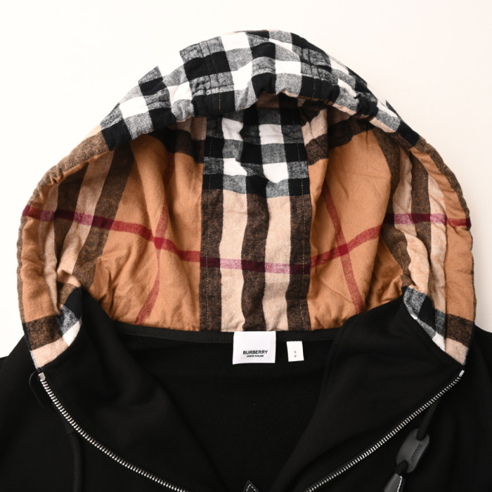 1:1 quality version Plaid Patchwork Zipper Hoodie 3 colors  28478620