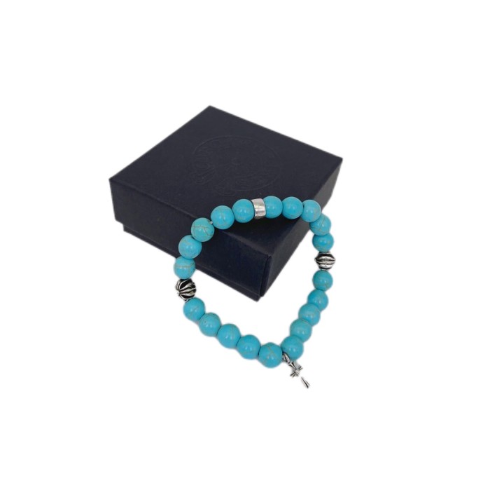 Obsidian Turquoise Cross Beaded Bracelet 8 colors