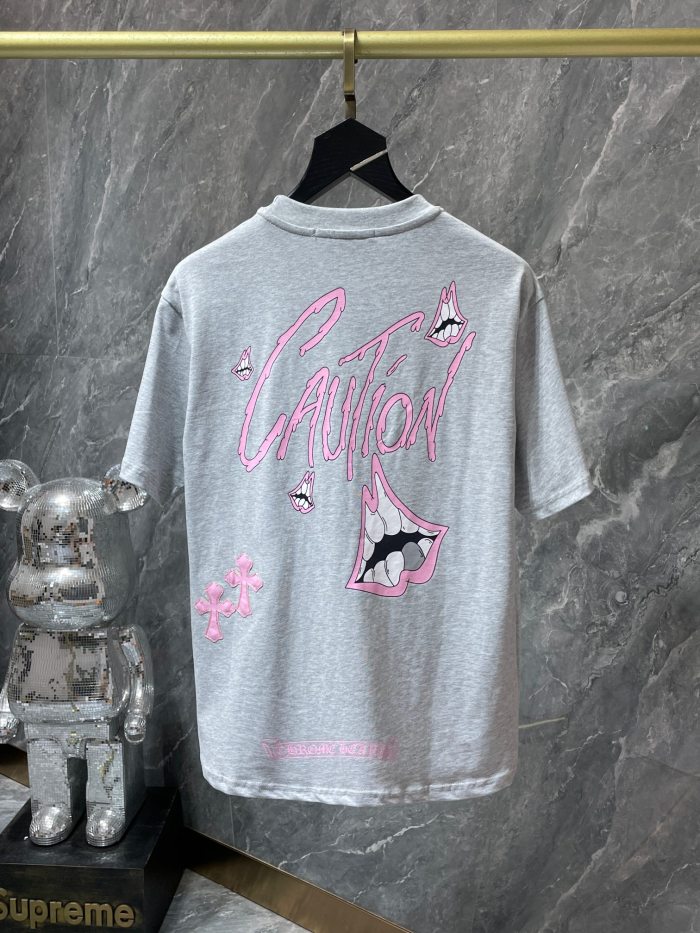 Pink Cross Patchwork Leather Sanskrit Hand Painted Graffiti tee 3 colors