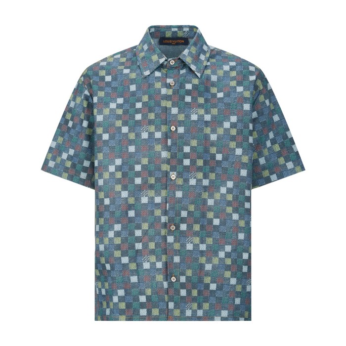 1:1 quality version 27972762 Colorful Checkerboard shirt & shorts set