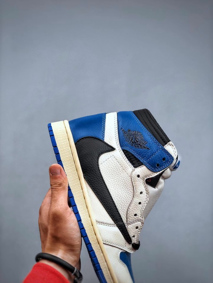 1:1 quality version High-top blue and white patchwork breathable sneakers