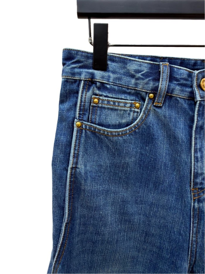 1:1 quality version Vintage Washed Wavy Line Denim Jeans 28685202