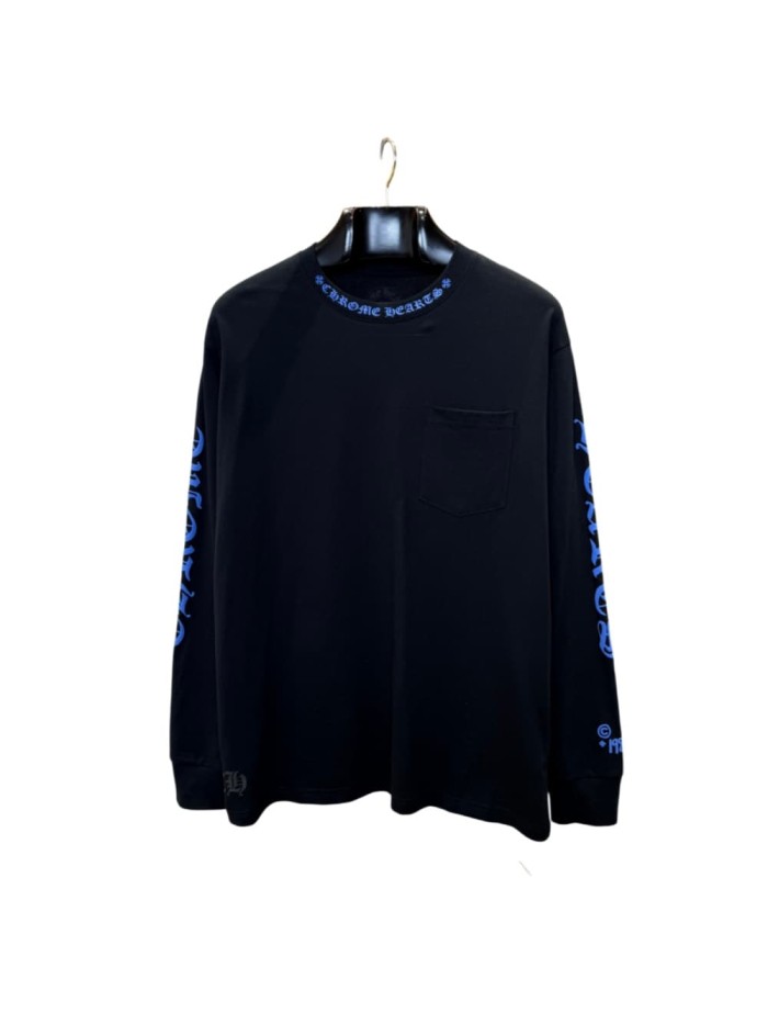 1:1 quality version Blue Ink Print Pocket Long Sleeve T-Shirt 28946646